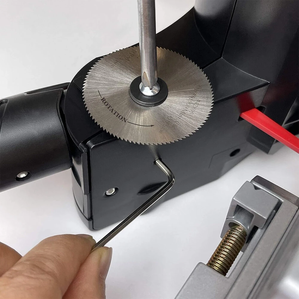 Mini Miter Chop Saw - 4000 RPM Corded Electric | Adjustable Gauge for Wood, Plastic, Metal | 2 Blades Included - Image 3
