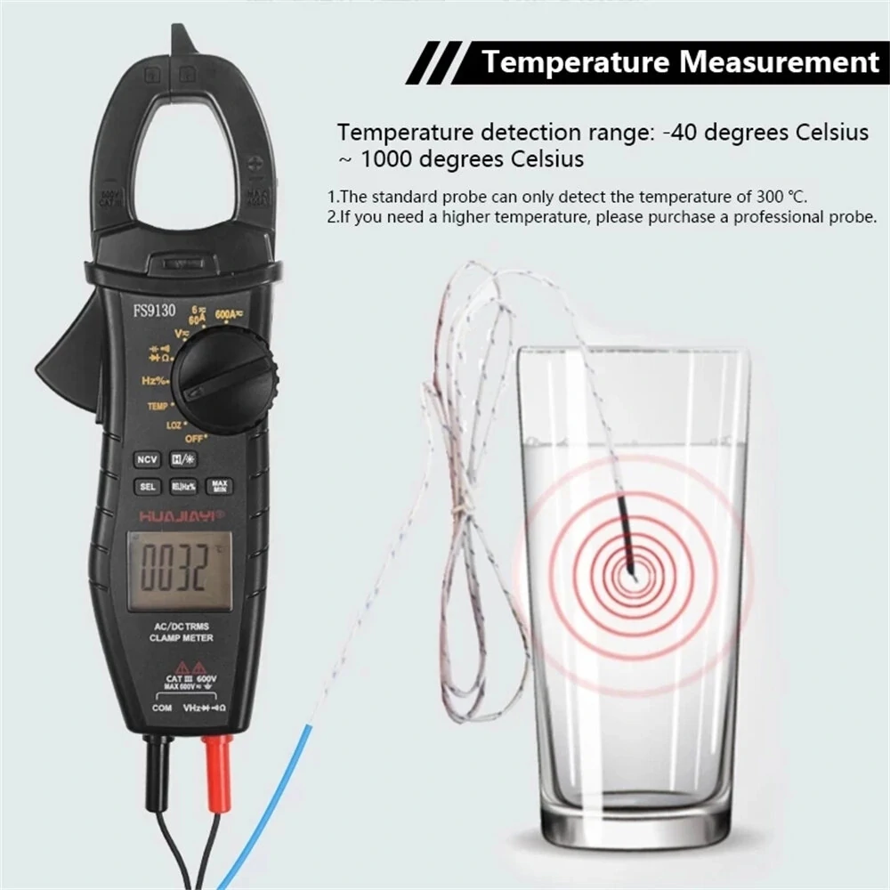ES Digital Clamp Meter - True RMS AC/DC Multimeter with NCV, Capacitance & Hz Tester - Image 3