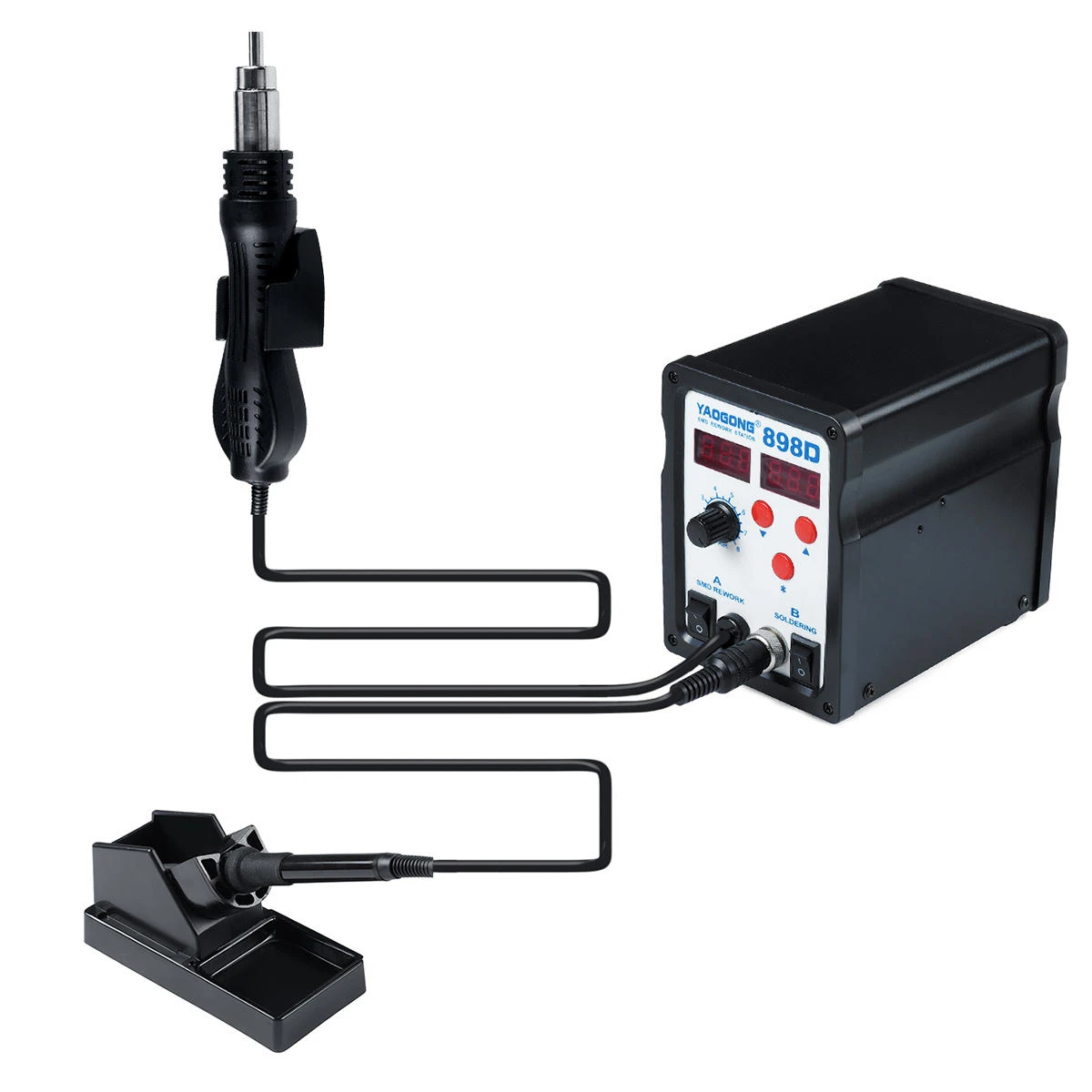 750W SMD Rework Station - Hot Air Soldering Iron with Holder & 3 Nozzles - Image 5