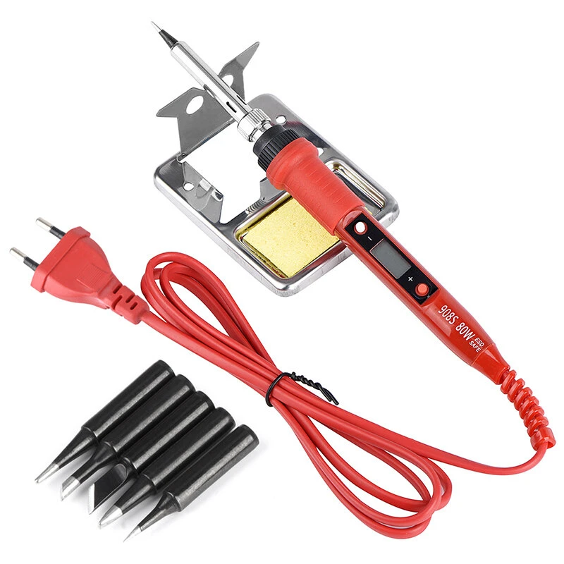 JCD 908S 80W LCD Soldering Iron - 220V Adjustable Temperature with Tips - Image 5