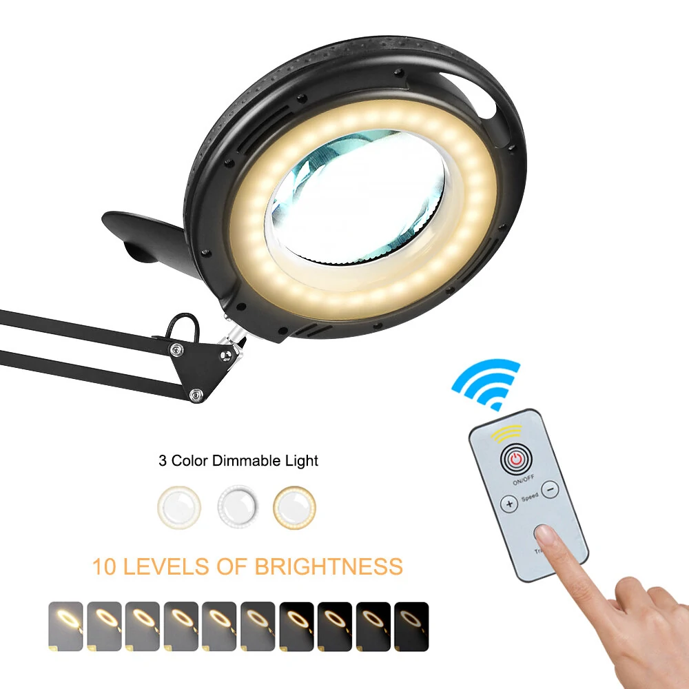 NEWACALOX 5X Magnifier LED Lamp with Wireless Remote | 3 Adjustable Light Colors for Reading Crafts - Image 3