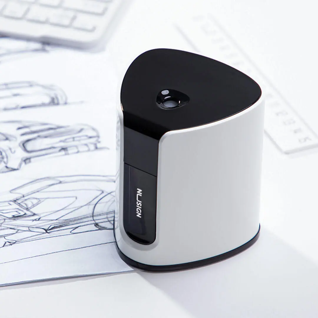 NUSIGN Smart Fashion Electric Stationery Set - White Pencil Sharpener & Desktop Vacuum Cleaner - Image 2