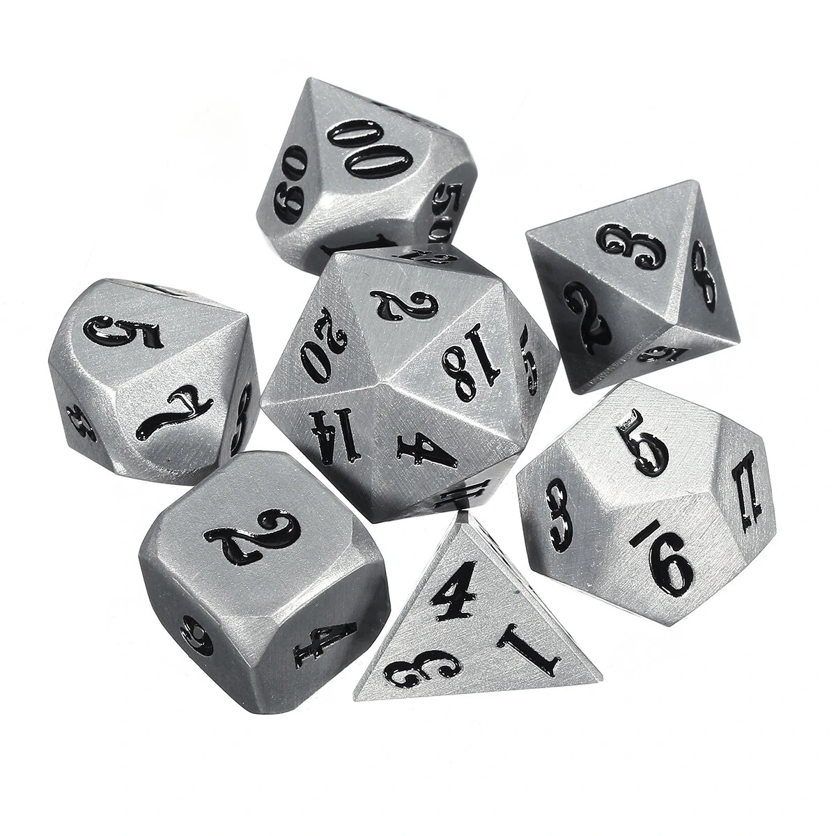 7Pc Solid Metal RPG Dice Set - Polyhedral, Heavy, EDC Gadgets, Role Playing Games - Image 2