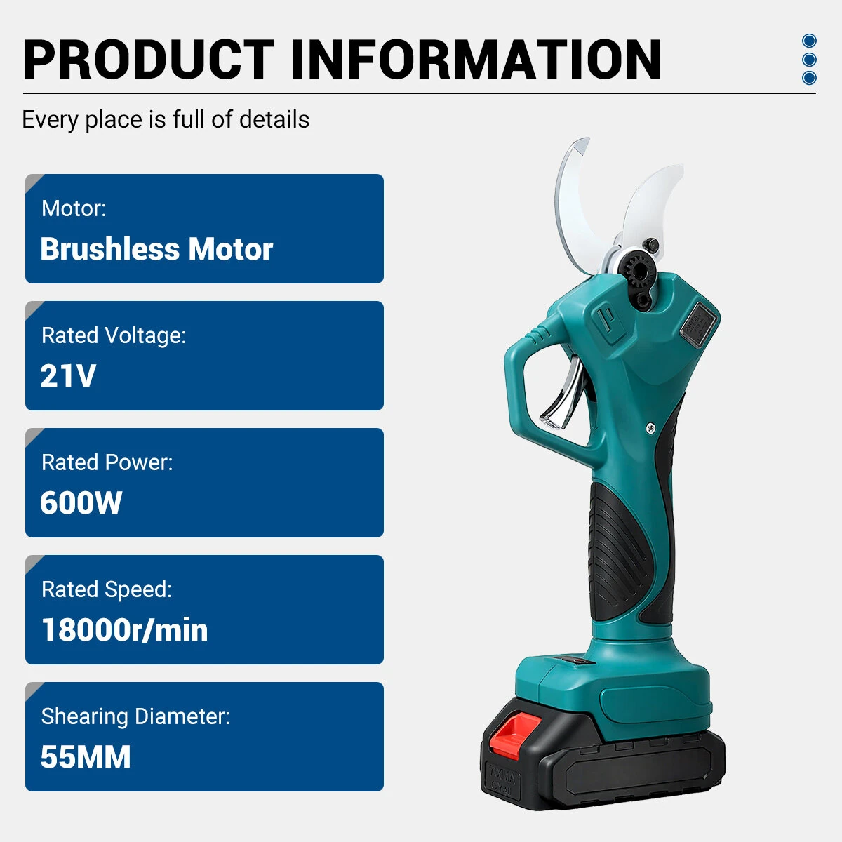 Drillpro 21V Cordless Electric Pruning Shear - 55mm Cut 4-Speed LCD | Garden Tool - Image 4
