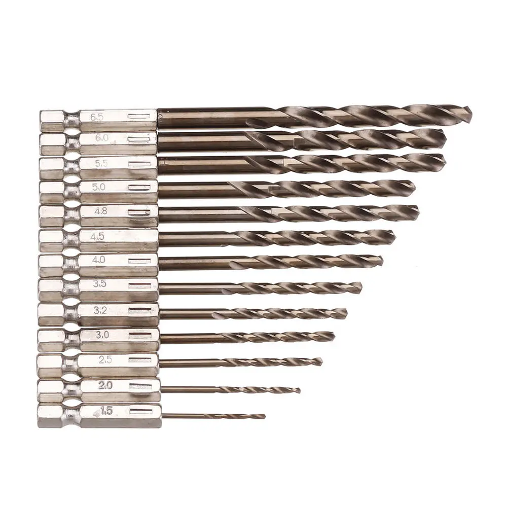 Drillpro 13pcs M35 Cobalt Drill Bit Set | 1.5-6.5mm | 1/4 Inch Hex Shank - Image 3