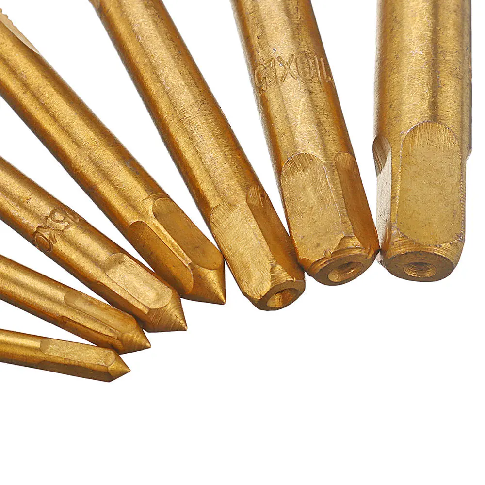 7pcs M3-M12 Machine Screw Plug Tap Set | Steel Titanium Coated | Straight Flute Hand Taps - Image 4