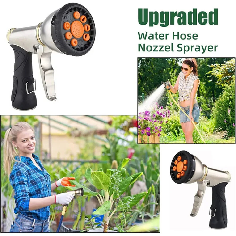 9-Pattern Adjustable Hose Nozzle | High Pressure Zinc Alloy Sprayer for Garden Lawn & Car Wash - Image 3