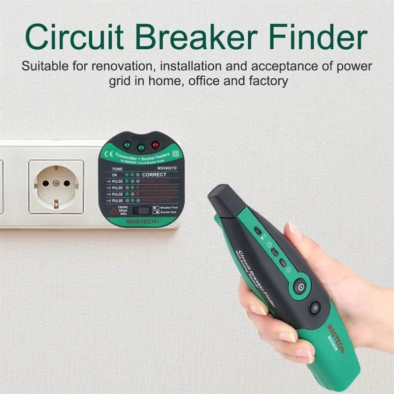 MS5902 Automatic Circuit Breaker Finder | 110V/220V Tester with LED Flashlight | Circuit Diagnostic & Electrical Maintenance Tool - Image 4