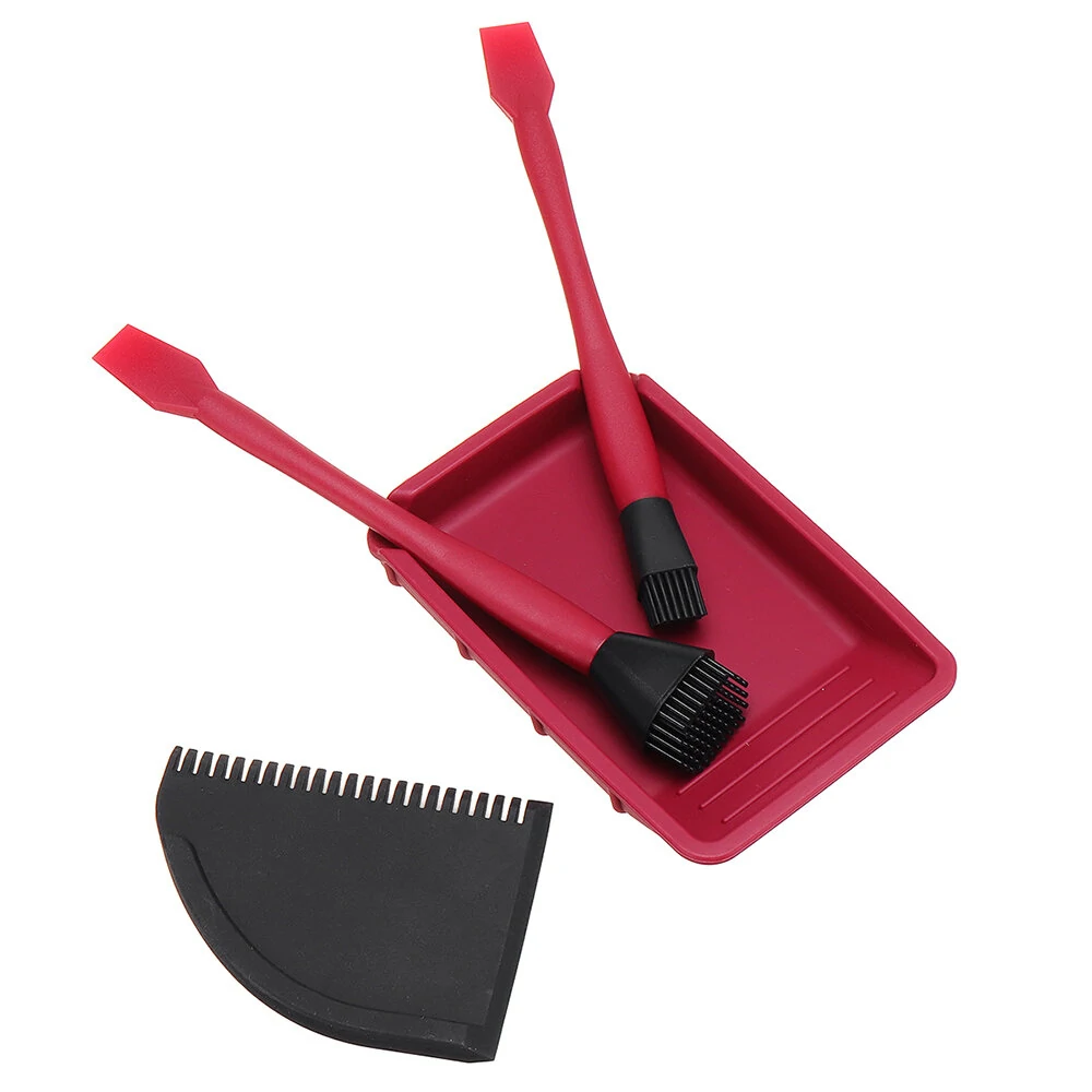 Wnew 4Pcs Silicone Glue Kit - Wide & Narrow Brush, Scraper & Tray | Woodworking - Image 2