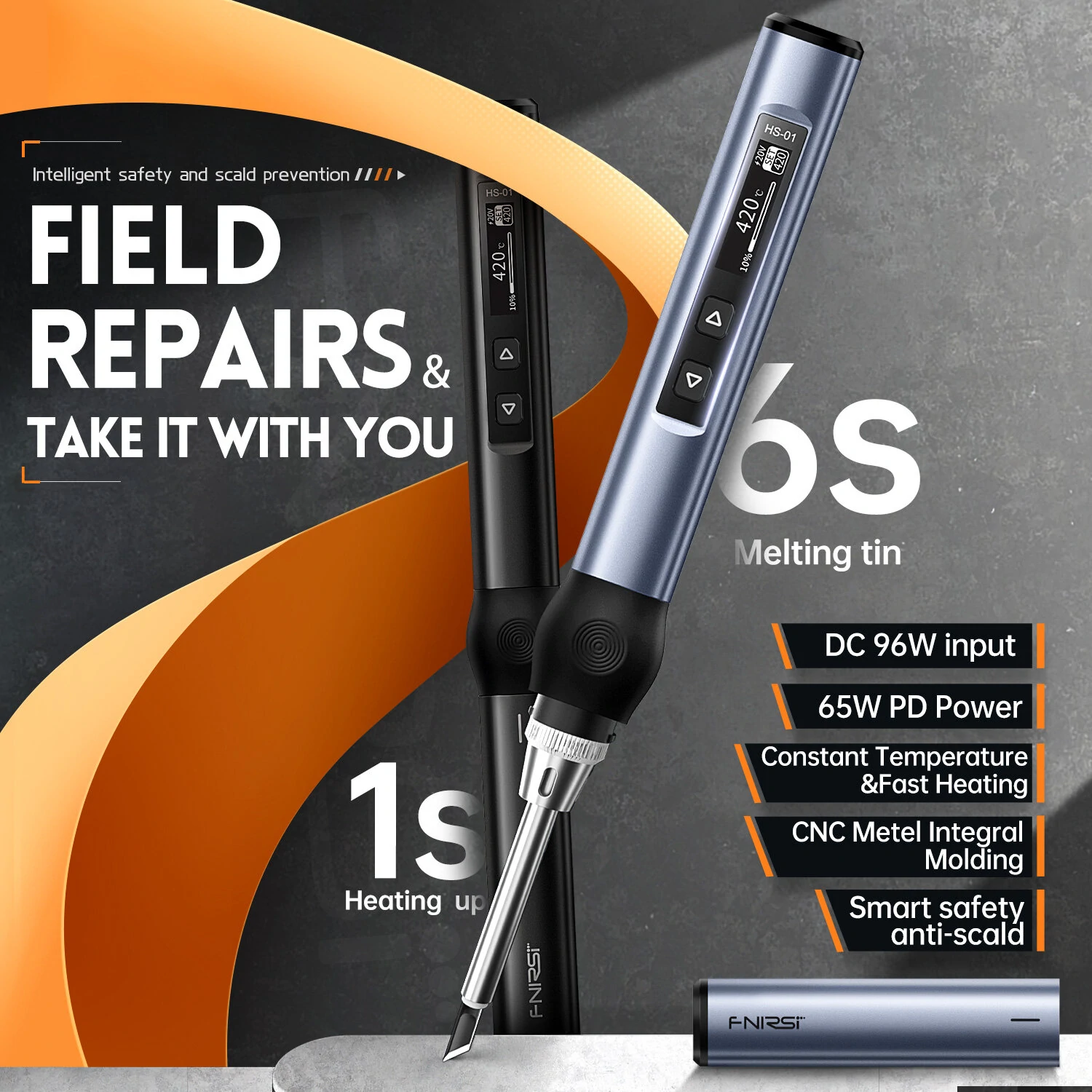 FNIRSI HS-01 Portable Soldering Iron Station Kit - Adjustable Temperature Welder - Image 4