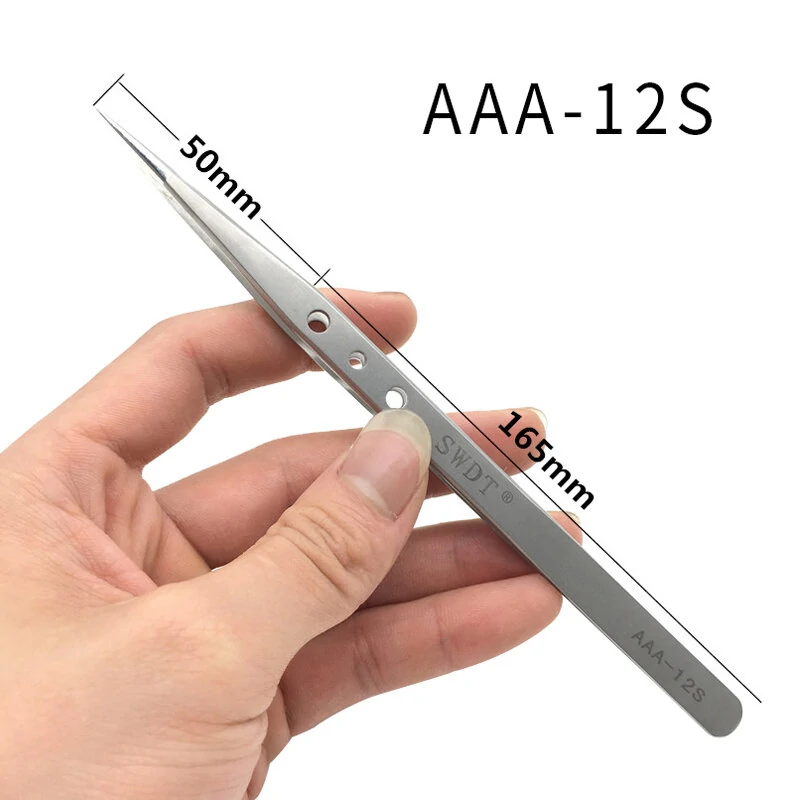 PrecisIion Pointed Tweezers - Stainless Steel Anti-Static Tool | AAA-12S/14S/15S - Image 3