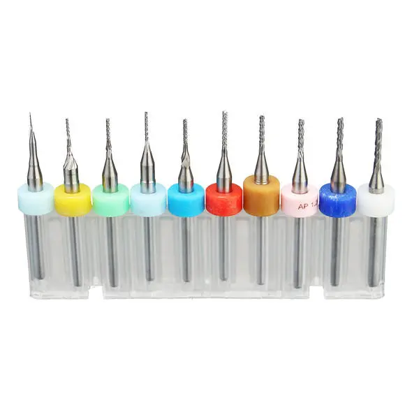 Carbide End Mill Set - 10pcs PCB Cutter 0.5-1.4mm | 3.175mm Shank CNC - Image 3