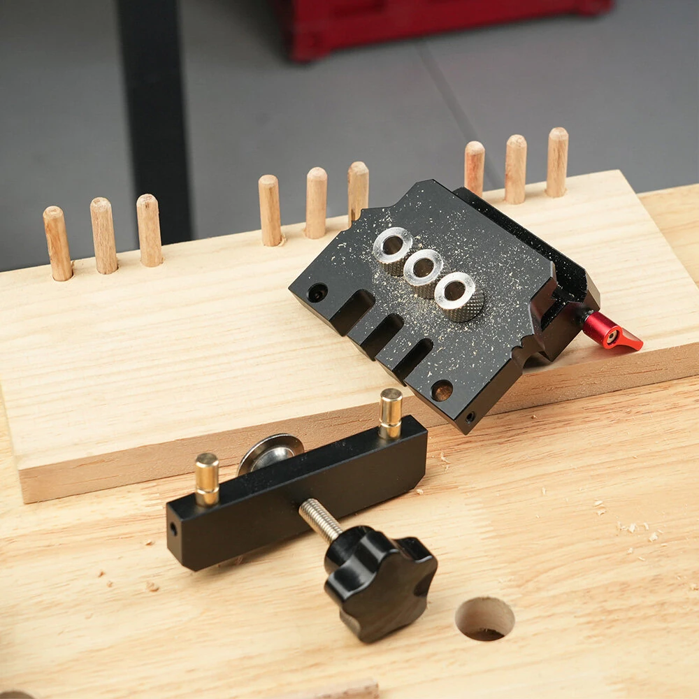 GANWEI Self-Centering Doweling Jig Kit | 9 Bushings & 3 Drill Bits | Adjustable Width - Image 2