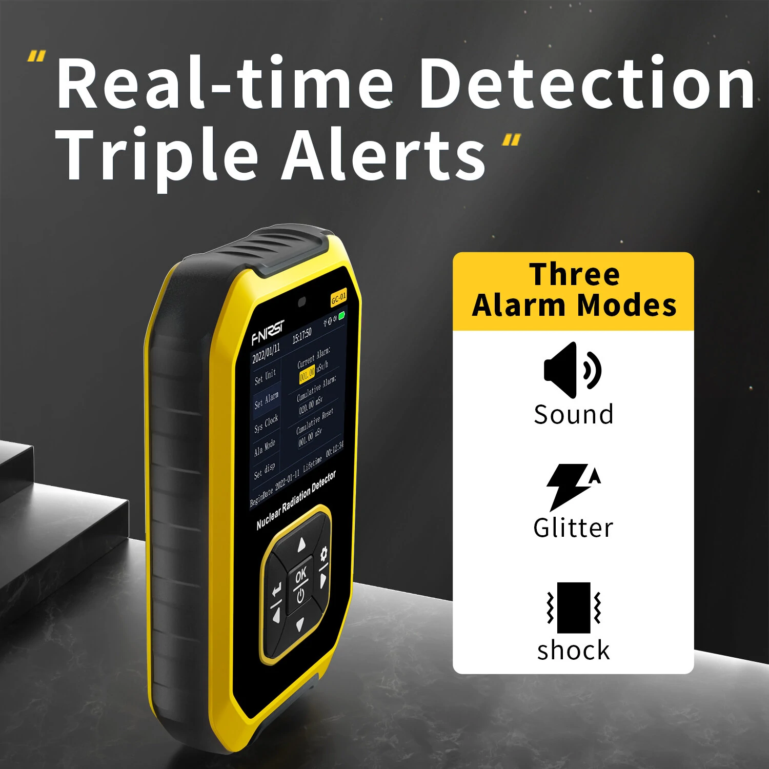 FNIRSI GC01 Geiger Counter - Nuclear Radiation Tester for Food & Marble | Personal Dose Alarm - Image 3