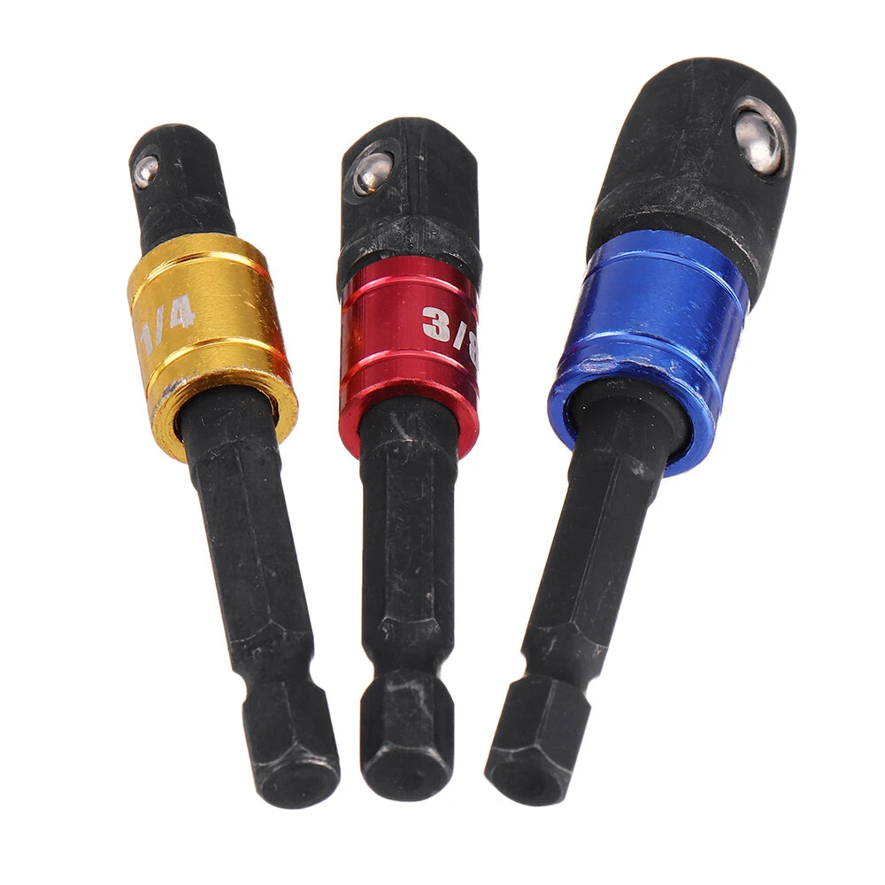 3Pcs Black Screwdriver Extension Bar Adapter - 1/4 Inch Hex Shank Bit Socket Set - Image 2