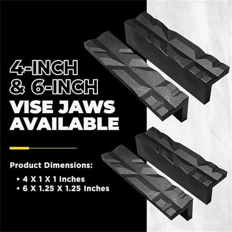 Magnetic Reversible Vise Jaws - 4 & 6 Inch Nylon Pads for Metal Bench Vise - Image 2