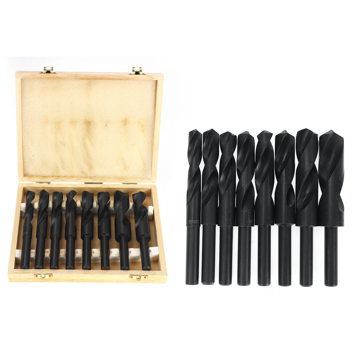 8pcs HSS 4241 Twist Drill Bit Set - 9/16 to 1 Inch for Wood Plastic Aluminum - Image 2