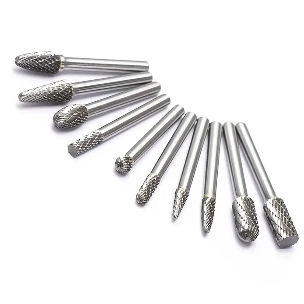 Carbide Burr Set - 10PCS 6mm Shank Double Cut Rotary Rasp Files | Tungsten Steel - Image 2