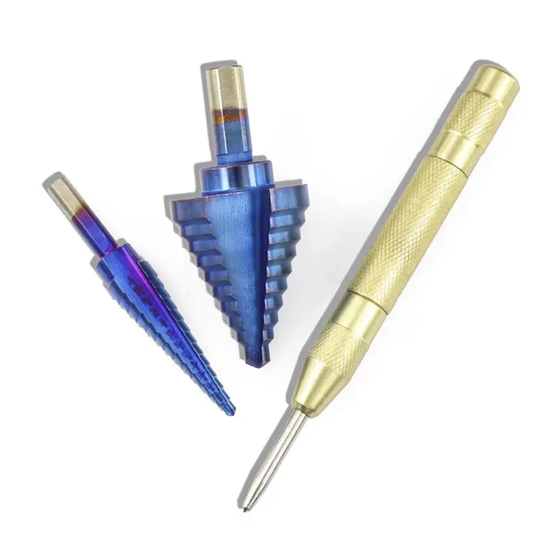 HSS Nano Blue Coated Step Drill Bit Set - 6Pcs with Center Punch | Hole Cutter - Image 4