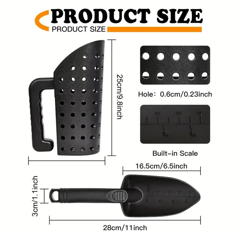 ABS Plastic Sand Scoop & Shovel | Beach Metal Detecting Tool with Sifter - Image 3