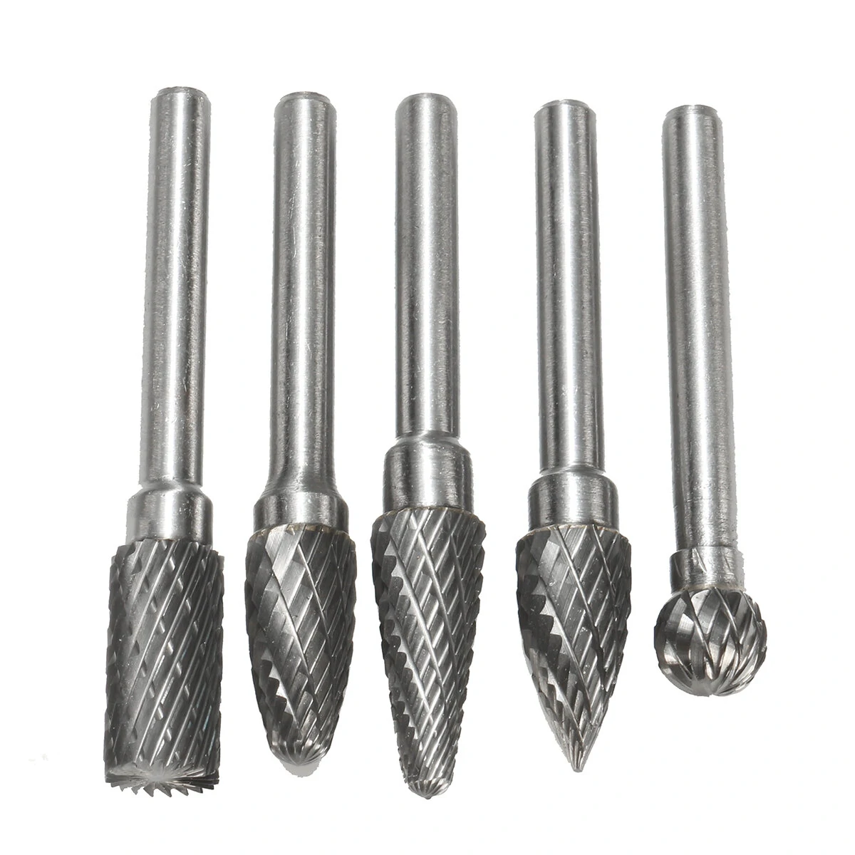 Drillpro RB29 Tungsten Carbide Burr Set - 5pc 6mm Shank Rotary Cutter Files - Image 2