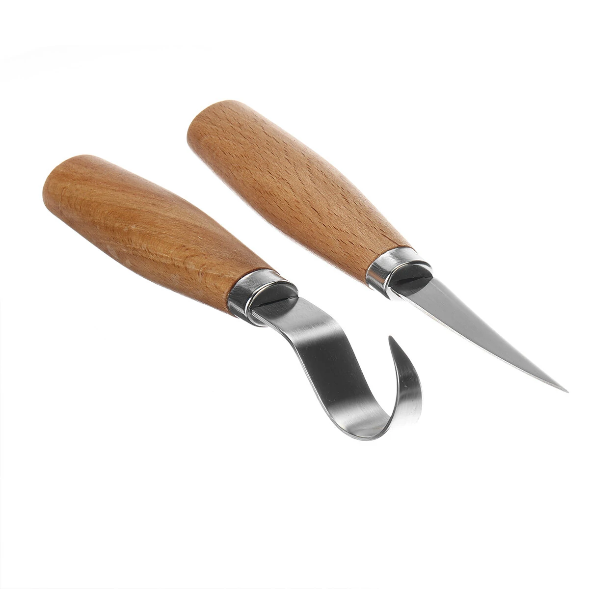 Stainless Steel Woodcarving Cutter Set - 2PCS Wood Handle Spoon Knife Tools - Image 2