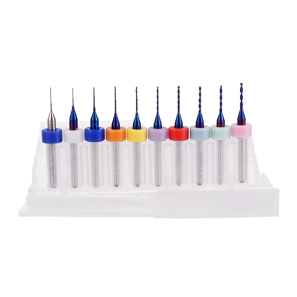 Drillpro 10pcs 0.1-2mm Blue NACO Coating PCB Drill Bit Set | CNC Circuit Board - Image 5