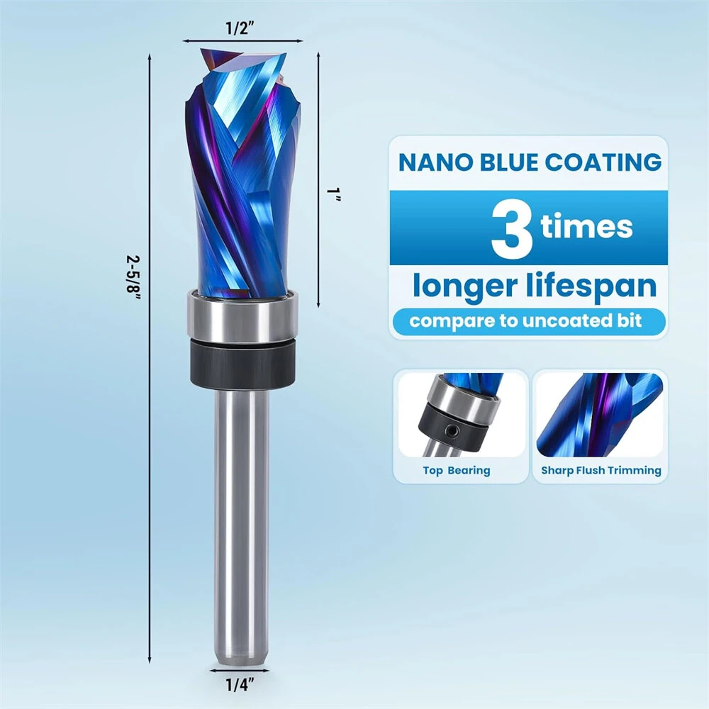 Whiteside Router Bits 1/4 Inch Shank Compression Flush Trim Bit | 1/2 Cutting Diameter | Top & Bottom Bearing - Image 5