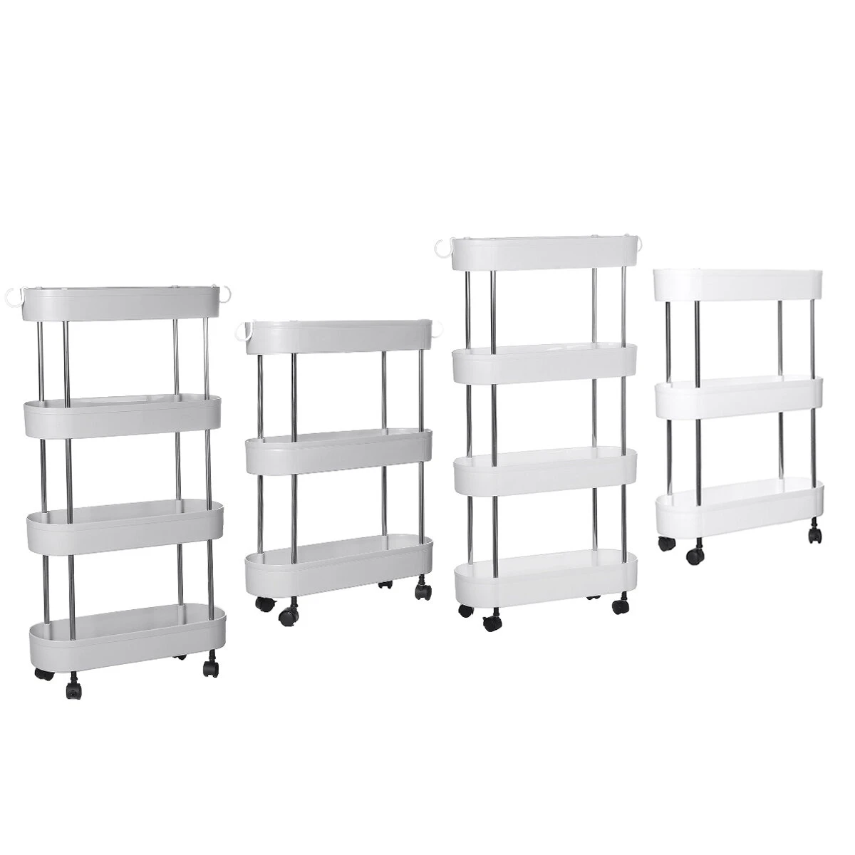3/4 Layer Slim Storage Cart | Mobile Rolling Shelving Unit Organizer for Kitchen Bathroom - Image 3