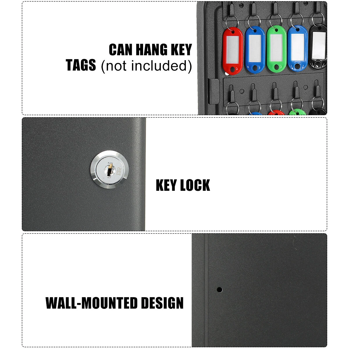 36Pcs Key Storage Cabinet - Lockable Metal Wall Mounted Case | Tool Box - Image 3