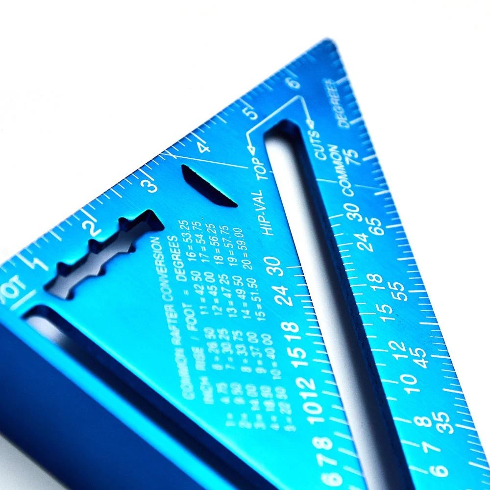 Swanson Tool Co 7 Blue Aluminum Metric Triangle Ruler - Angle Protractor - Image 3