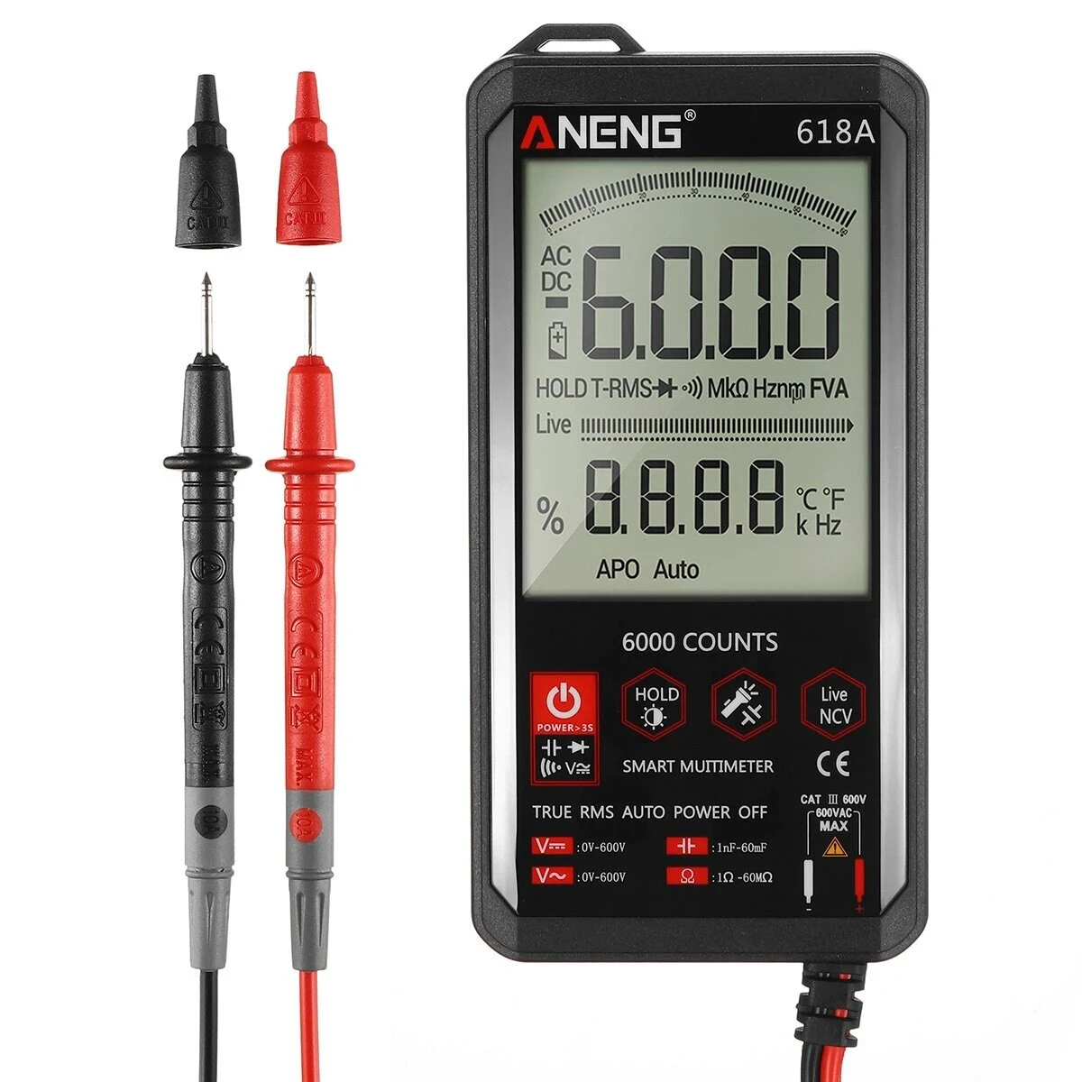 ANENG Smart Touch Digital Multimeter - Auto-Ranging Voltmeter Ohmmeter Tester - Image 2