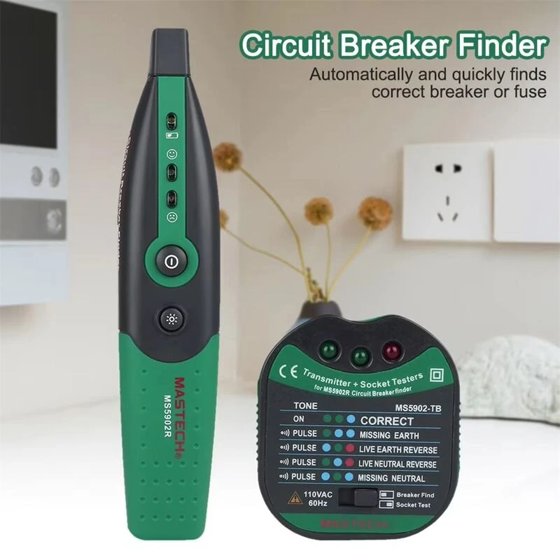 MS5902 Automatic Circuit Breaker Finder | 110V/220V Tester with LED Flashlight | Circuit Diagnostic & Electrical Maintenance Tool - Image 5