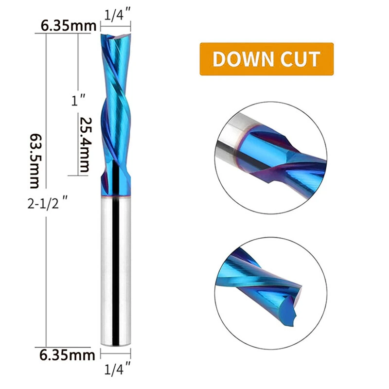 3PCS 1/4 Inch Shank Tungsten Steel Router Bits | Up Cut Down Cut Compression - Image 4