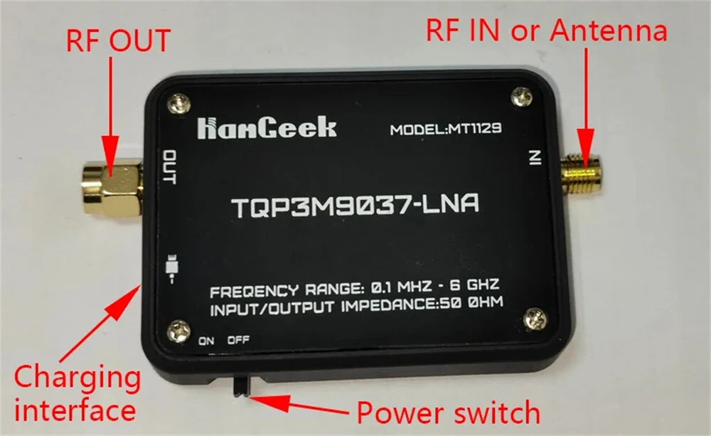 MT1129 Low Noise Amplifier 100KHz-6GHz | Ultra Low Noise High Gain | SMA Rechargeable SDR Receiver - Image 2