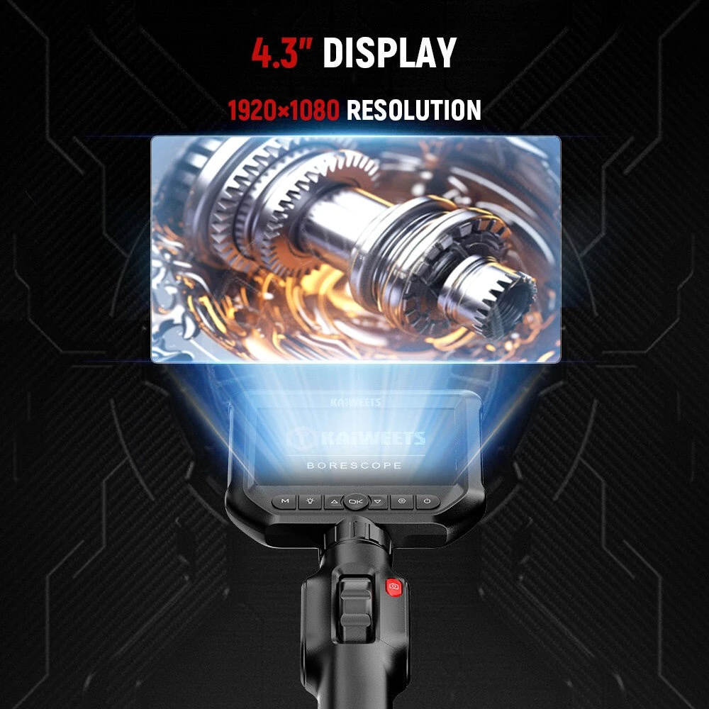 KAIWEETS KBA01 Borescope - 4.3 IPS Display | 8mm 2.0MP Snake Camera | 210° Articulating | IP67 Waterproof - Image 3