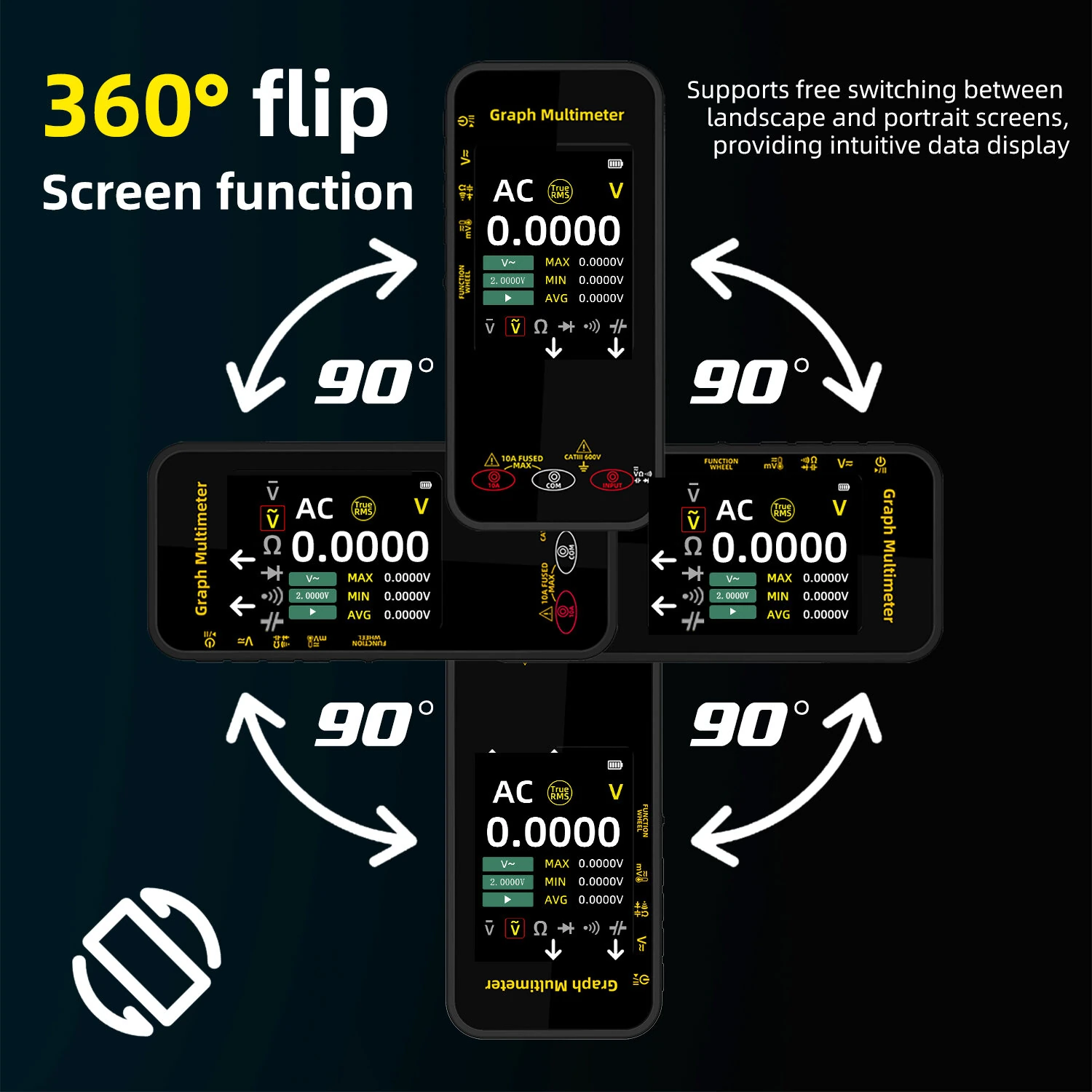 BSIDE S500 Smart Graphic Multimeter - 3.2 TFT Screen | 1000V 10A Tester - Image 3
