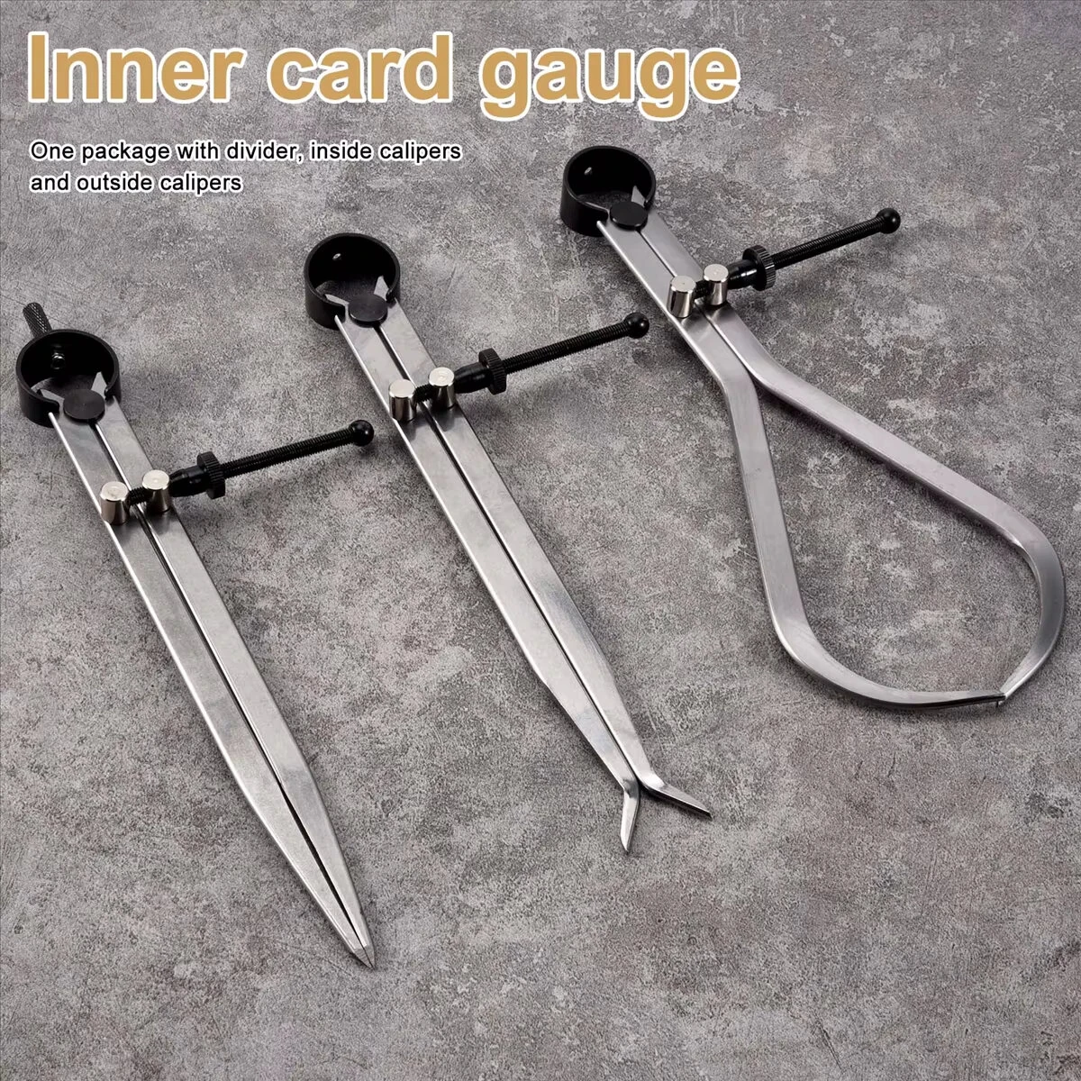 3pcs 8-Inch Spring Caliper Set | Internal Measuring Type with Flat Legs | Carbon Steel Machinist Tool - Image 4