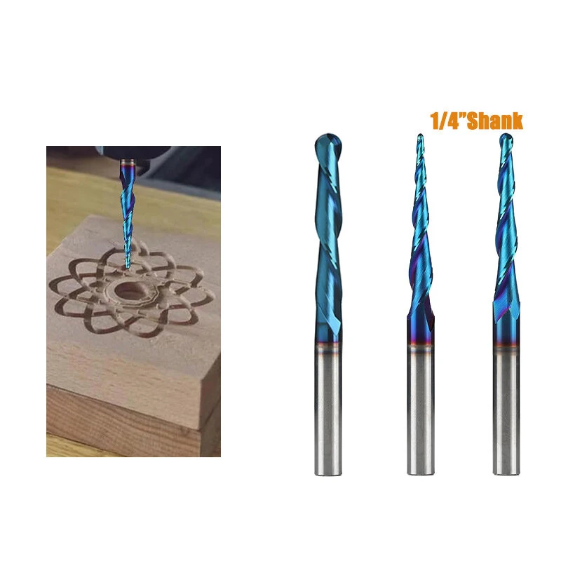 3D CNC Router Bit - 1/4 Inch Shank Tungsten Steel | HRC93 Hardness for Precision Carving - Image 2