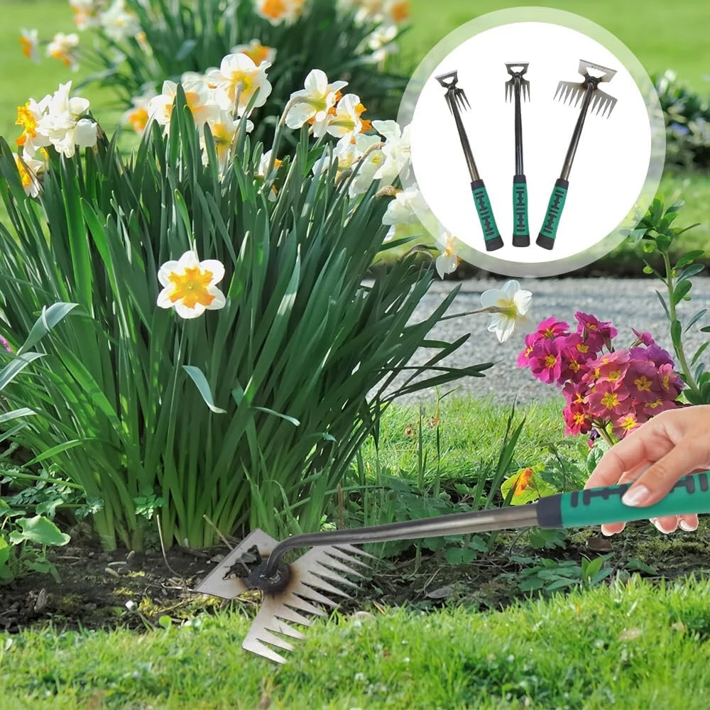 Effortless Gardening Hand Weeder Tool - 5/6/11 Tines | Manganese Steel & Extended Handle for Weed Removal & Vegetable Planting - Image 4