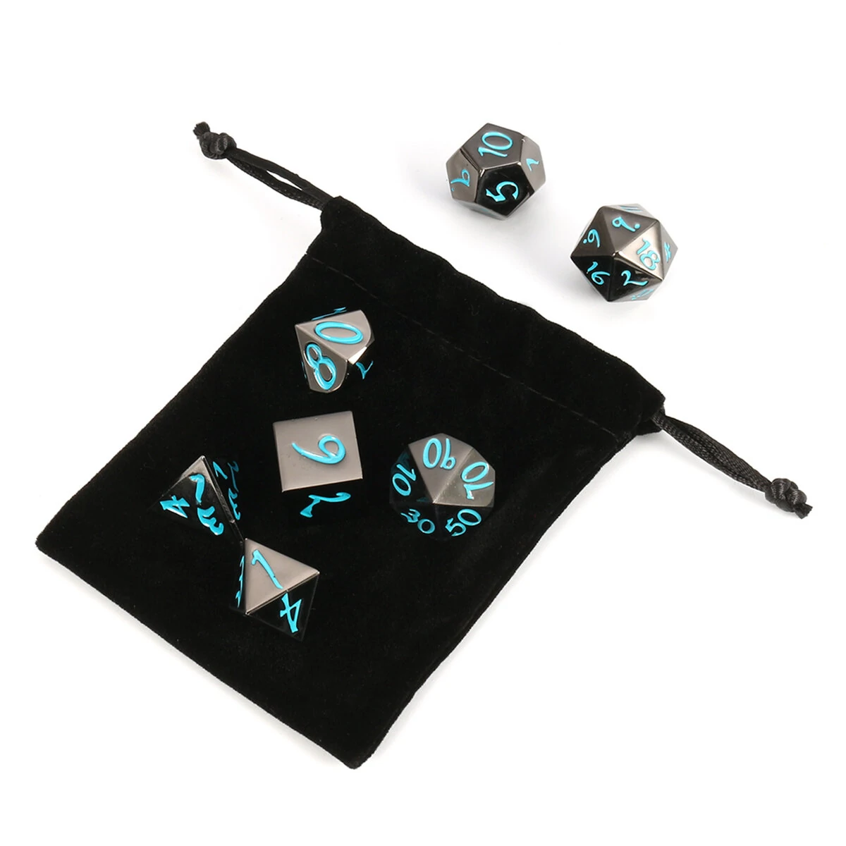 7Pcs Antique Metal Polyhedral Dice Set | RPG D&D Role Playing Game Dice with Bag - Image 2