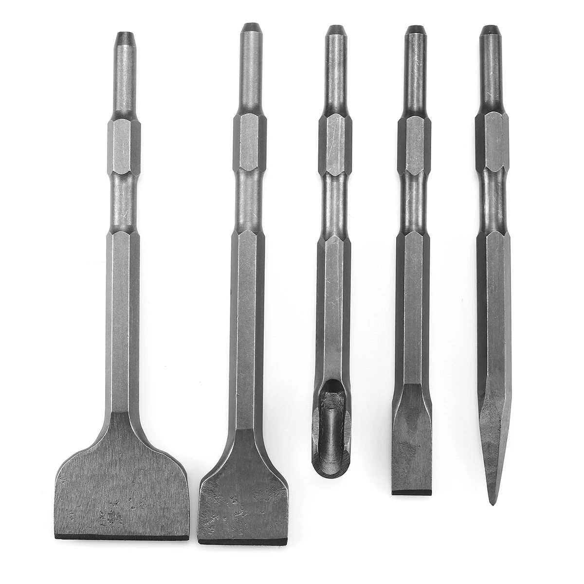 Electric Hammer Chisel Set - Hex Handle with Point Groove Gouge & Flat Chisel - Image 4