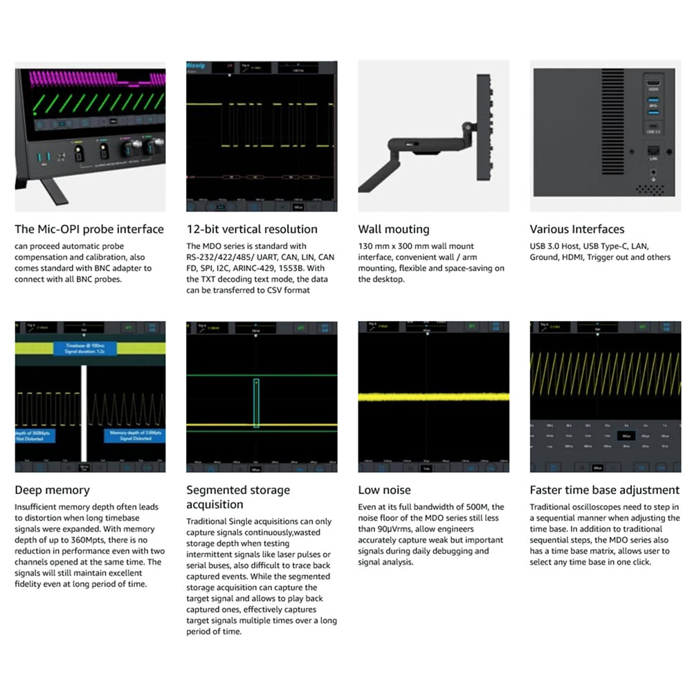 Micsig MDO2504 Digital Oscilloscope | 4 Channel 250MHz | Full Touch Screen - Image 5