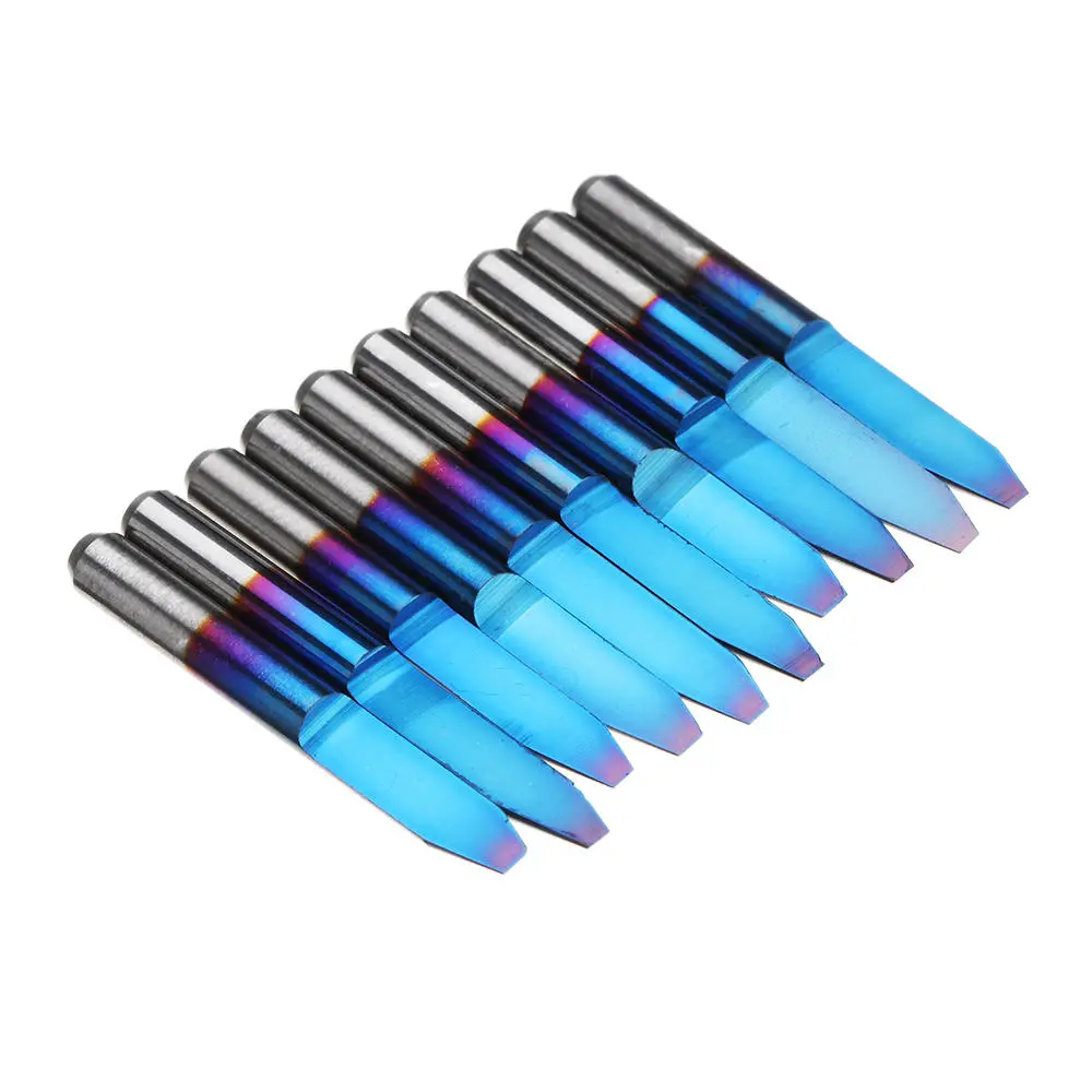 Drillpro 10pcs 0.1-1.5mm Blue Nano Carbide PCB Engraving Bits | 30 Degree Router Tool - Image 5