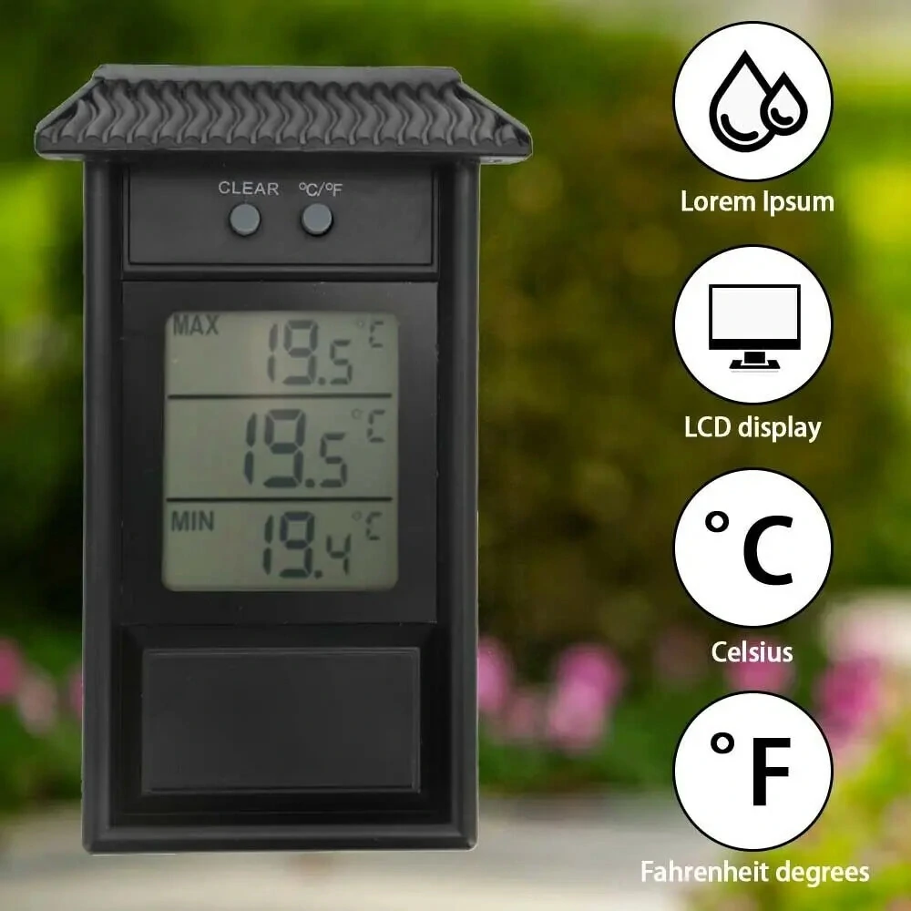 Digital Thermometer Indoor Outdoor -20°C to 50°C | Waterproof IP45 | Max Min Display - Image 2