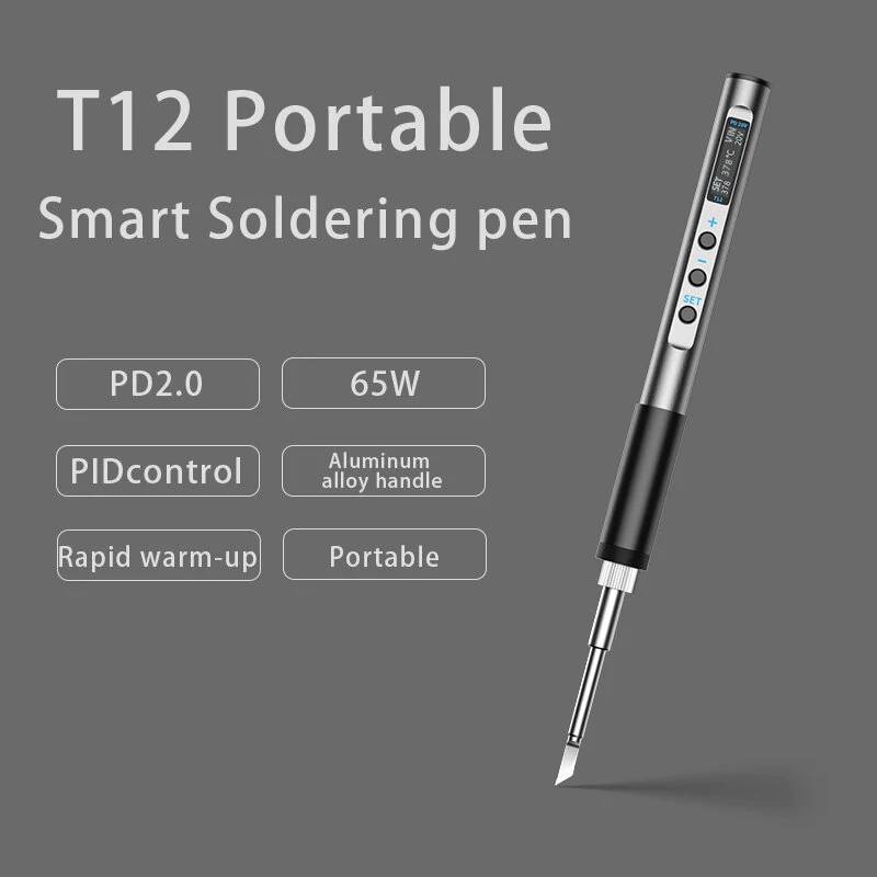 PTS100 T12 Portable Soldering Iron | 65W Adjustable Temperature | CNC Metal Body - Image 4