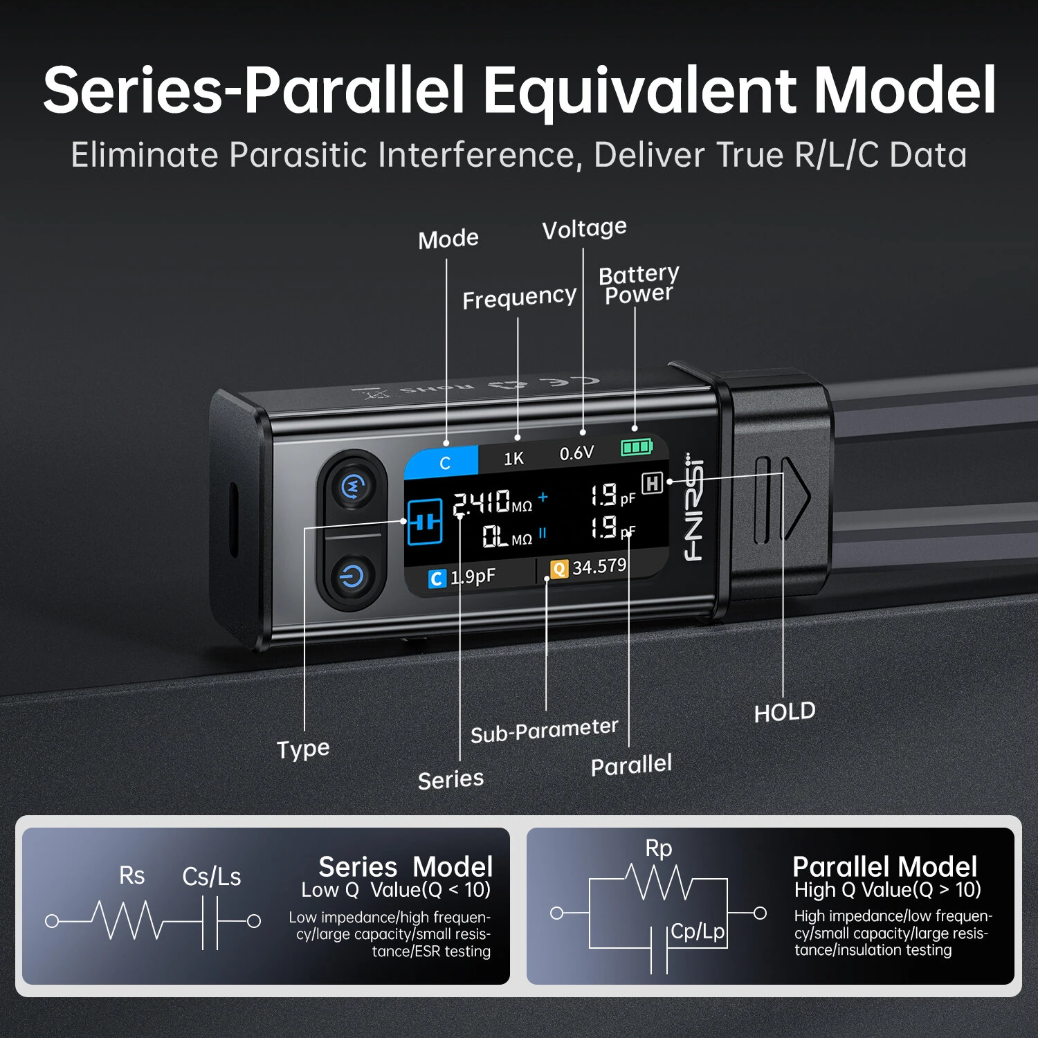FNIRSI LCR-ST2 Digital Tweezer Bridge | LCR ESR Meter & SMD Tester Tool - Image 4