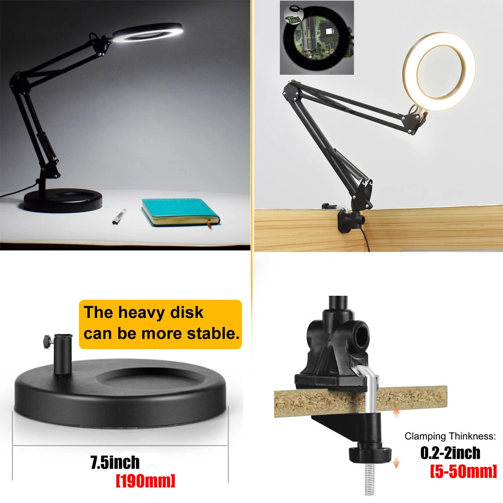 NEWACALOX 5X LED Magnifying Glass - Third Hand Soldering Tool with Desk Clamp | Work Lamp - Image 5