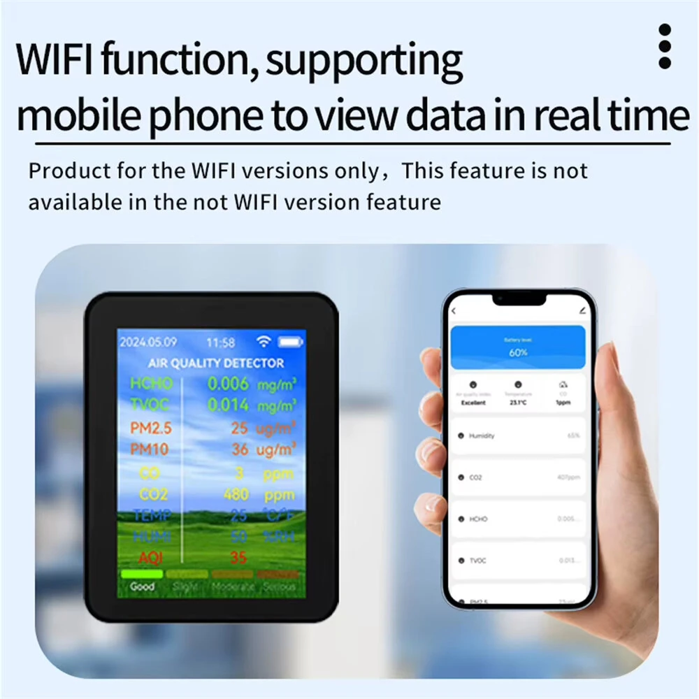 Tuya WiFi Air Quality Monitor - 14-in-1 Sensor for CO2 HCHO PM2.5 | Portable - Image 5