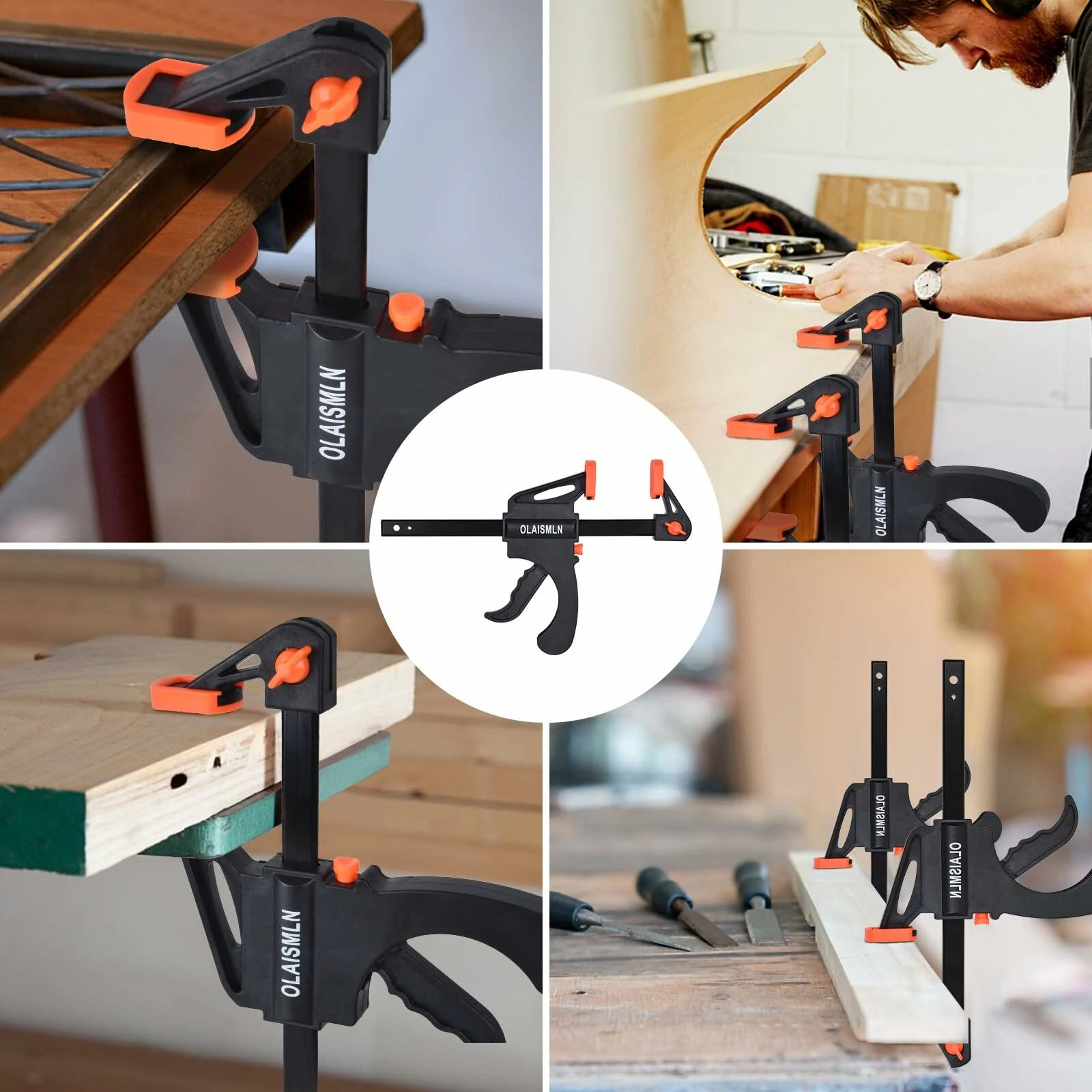 F-Bar Clamp 4PCS 4-Inch Woodworking Clamps - Quick Ratchet Release Grip Tool Kit - Image 4